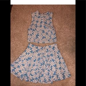 Two piece blue flower dress